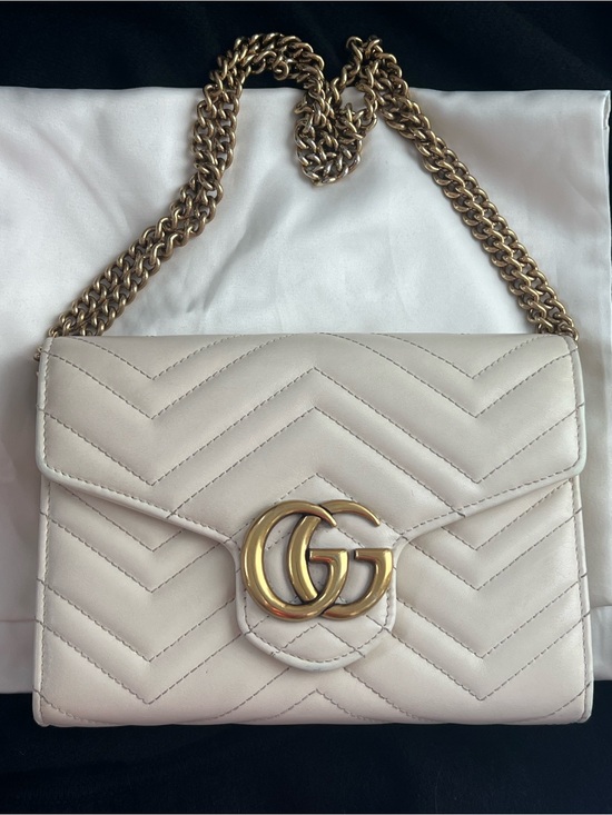 Gucci Handbags - Gucci Marmont‎ Small Matelassé Leather Shoulder Bag in Off-White
